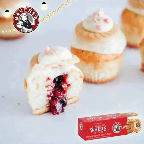 Bakers Strawberry Whirls 200g bright red swirled strawberry snack with real juice