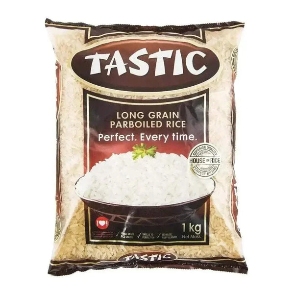 Tastic Long Grain Parboiled White Rice 1kg package showcasing fluffy white grains and premium quality