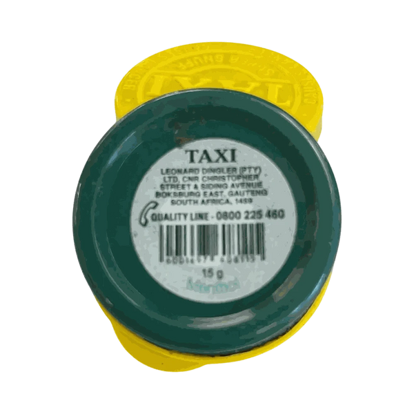 Taxi Snuff (Green) 15g container with finely milled South African nasal snuff, bold herbal aroma, portable size
