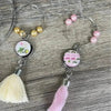Set of 6 John Deere wine glass charms with varying colors, approx 1.5cm charms and 4cm rings