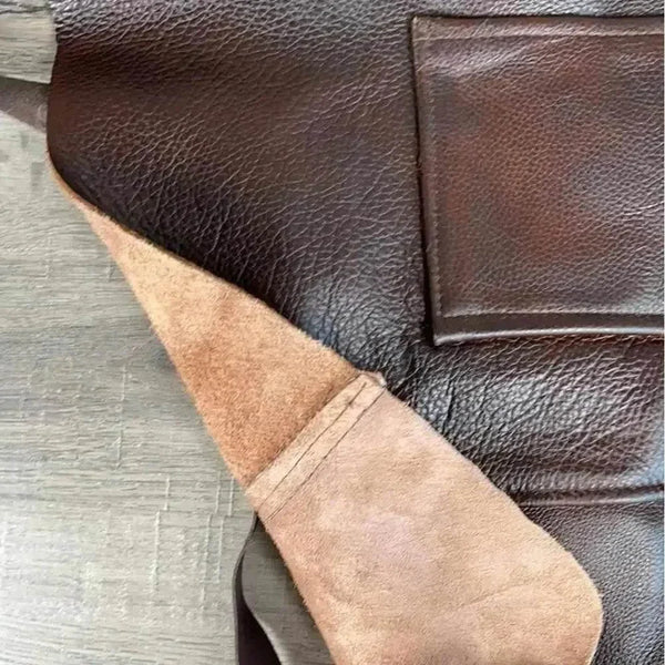 Woesmooi Genuine leather Apron in brown vintage style perfect for special occasions