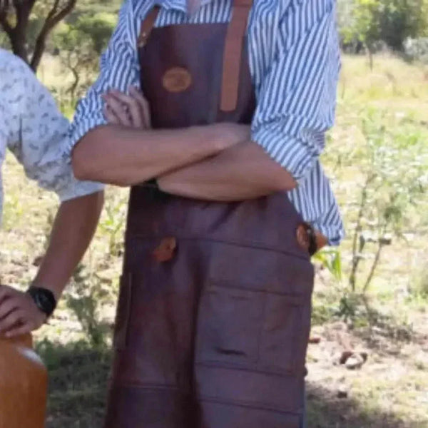 Woesmooi Genuine leather Apron in brown, vintage style, handcrafted in Pretoria factory