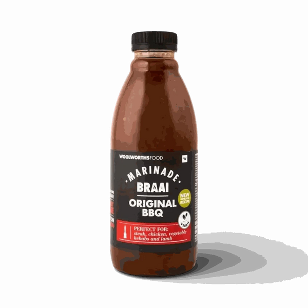Woolworths Original BBQ Braai Marinade 750ml bottle for South African braai cooking