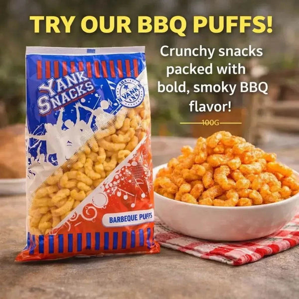 Yank Snacks Maize Puffs BBQ 100g pack with crispy South African barbecue flavor