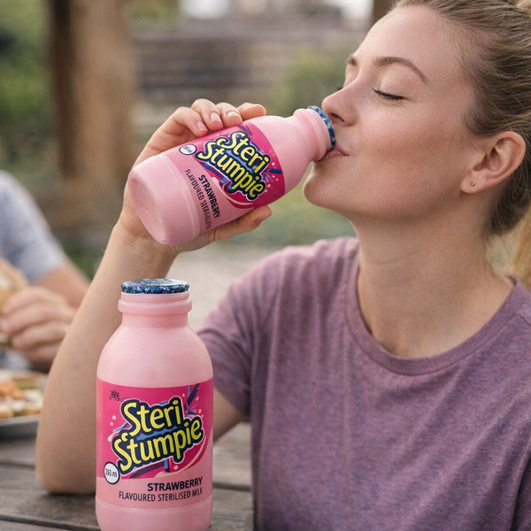 Steri Stumpie - Strawberry Flavoured Low Fat Milk (350ml) Facebook Ad