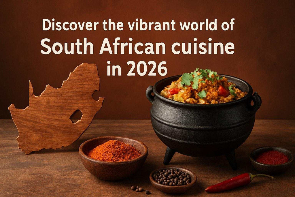 Colorful spread of traditional South African dishes showcasing culinary diversity and vibrant flavors