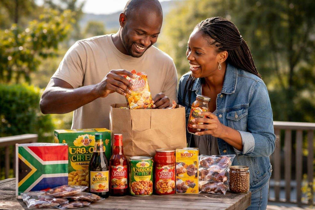 South African Shop Whangaparāoa shelves with traditional South African groceries and snacks