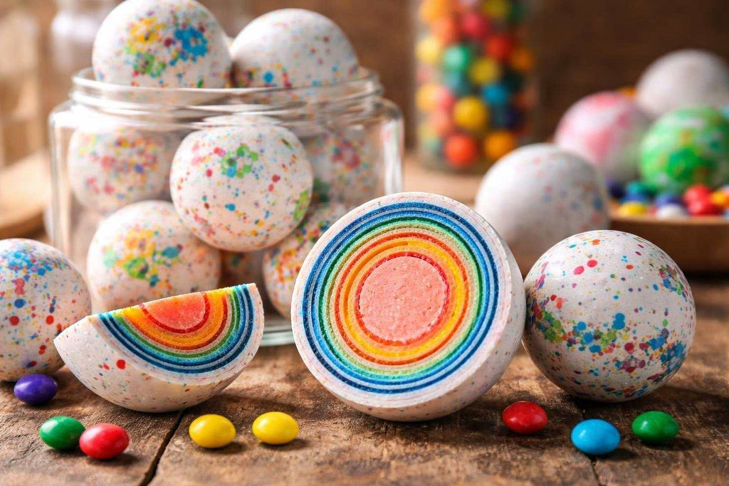assorted colourful jawbreaker candies showcasing multiple layers and glossy finish