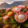 Comparison of different protea flower varieties native to South Africa's fynbos region