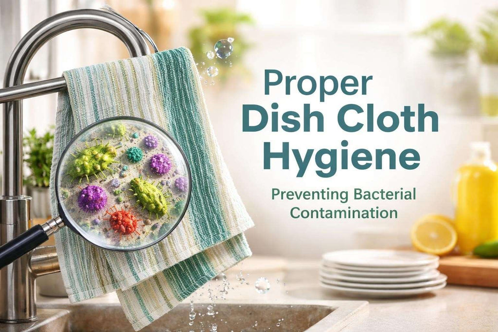 Diagram showing bacterial contamination cycle in kitchen dish cloths for dish cloth hygiene guide