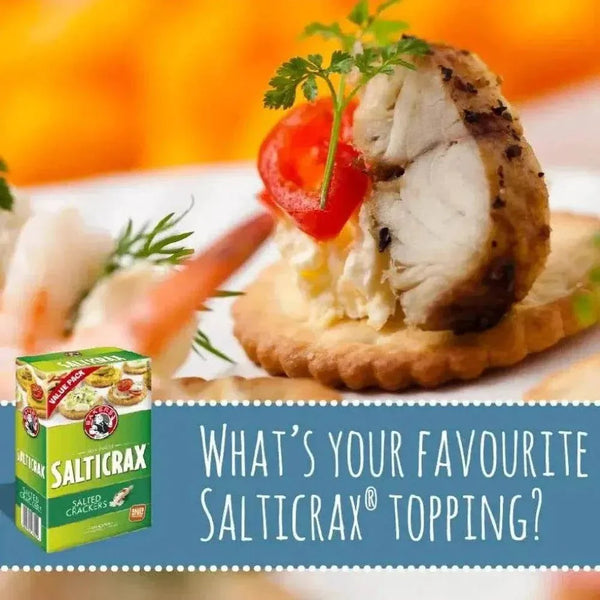 Bakers Salticrax Salted Crackers 200g pack with crunchy salted snack perfect for cheese and dips