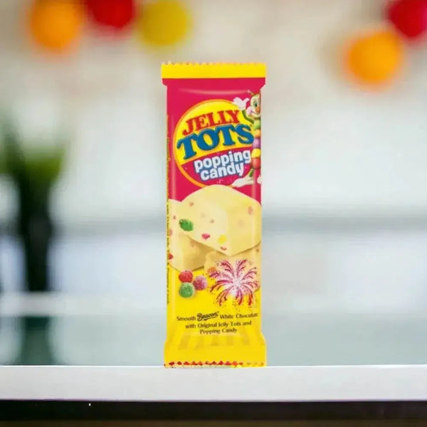 Beacon Jelly Tots popping candy white chocolate slab 80g packaging