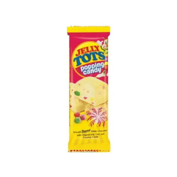 Beacon Jelly Tots & Popping Candy White Chocolate Slab 80g with sweet and tangy flavors