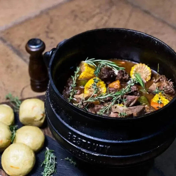 Best Duty Potjie 3-legged cast iron pot with lid and handle for outdoor cooking 1.2L capacity