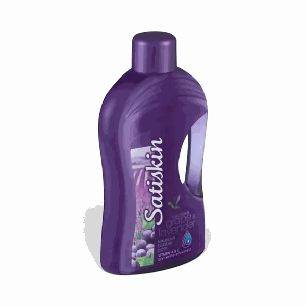 Satiskin Luxury Bubble Bath 2L bottle with grape and lavender fragrance