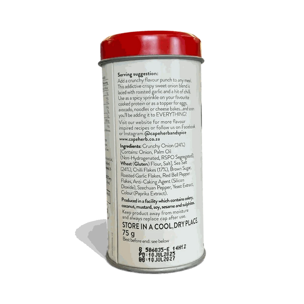 Cape Herb & Spice Chilli Crunch Seasoning 75g tin with spicy onion and chilli blend
