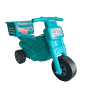Checkers Sixty60 Teal plastic children's motorbike toy with delivery box and three wheels for indoor and outdoor play