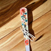 Enamel printed sugar spoon with wooden painted handle Droom Groot
