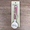 Enamel sugar spoon with wooden handle and farmhouse heart engraving