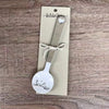 Enamel sugar spoon with wooden handle and farmhouse heart engraving