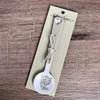 Enamel sugar spoon with wooden handle and Fijnbos laser engraving
