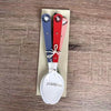 Enamel teaspoon set with wooden handles and birds on a wire engraving