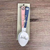 Enamel teaspoon set with wooden handles and farmhouse laser engraving