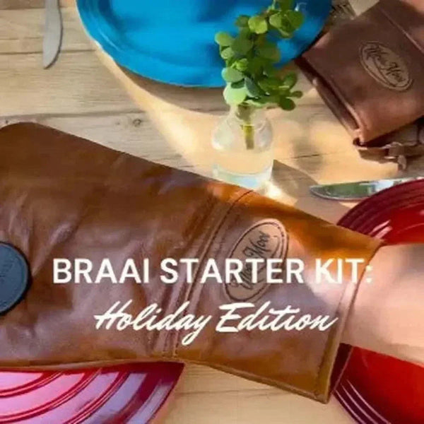 Woesmooi genuine leather gloves and potholder set for men gift