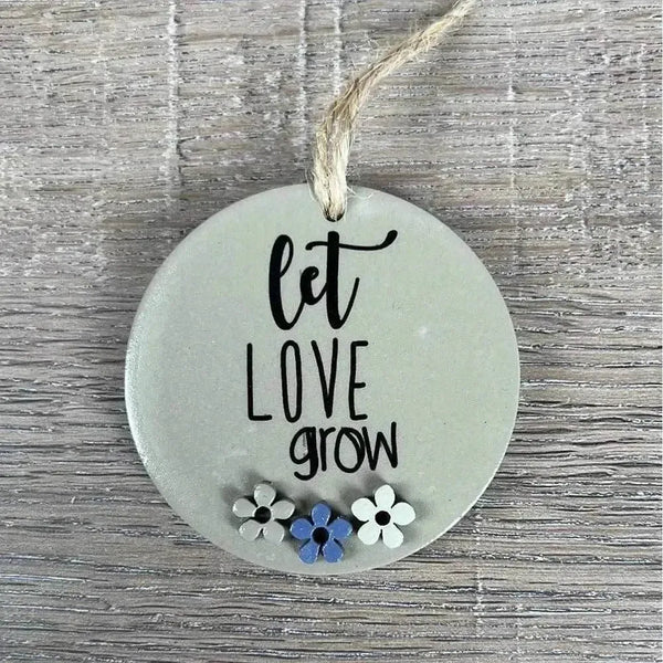 Wooden Gift Tag with Let Love Grow text