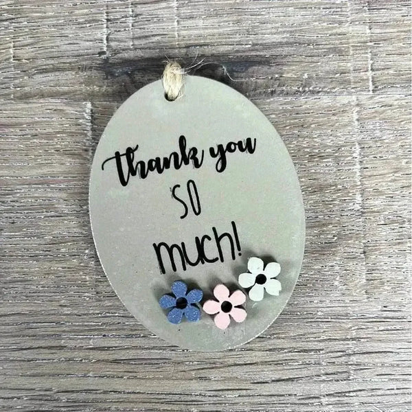 Wooden gift tag with "Thank You" message