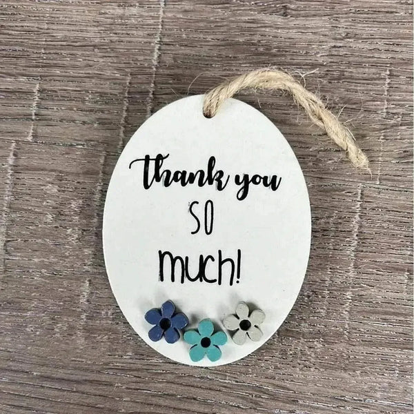 Wooden gift tag with thank you message