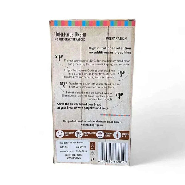 Gourmet Pre-Mix Beer Bread Biltong flavour 450g with stone-ground flour and beef biltong