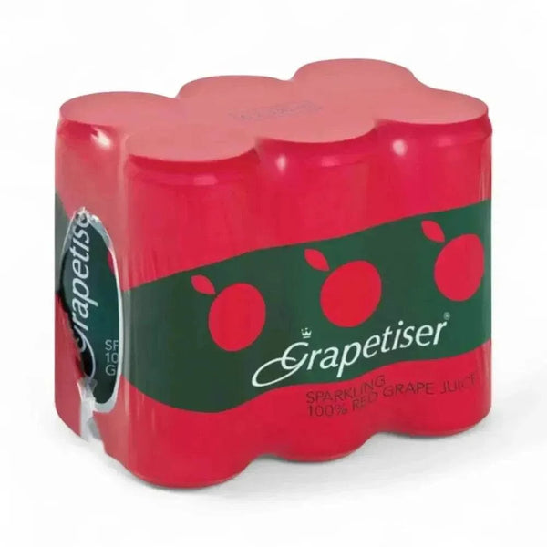 6-Pack of Grapetiser Sparkling 100% Red Grape Juice 330ml bottles with red packaging.