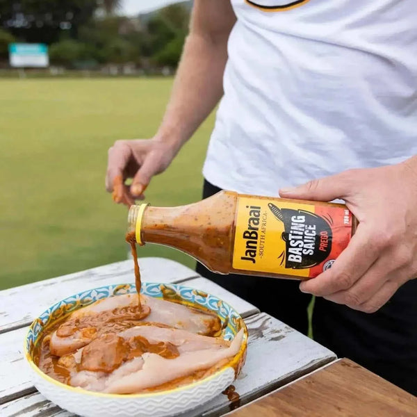 Jan Braai Basting Prego 750ml bottle, South African grilling sauce with bold Prego flavor for marinating and basting meats