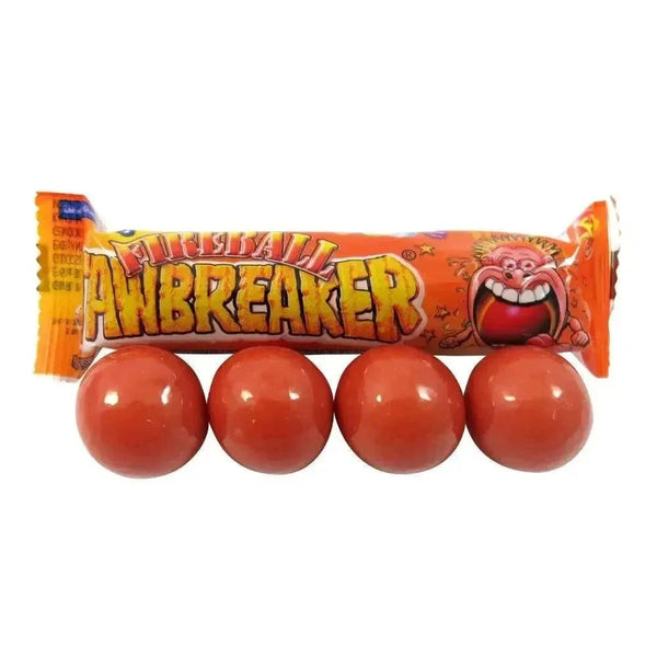 Jawbreaker Fire Balls hard candy with fiery flavor and bubblegum center