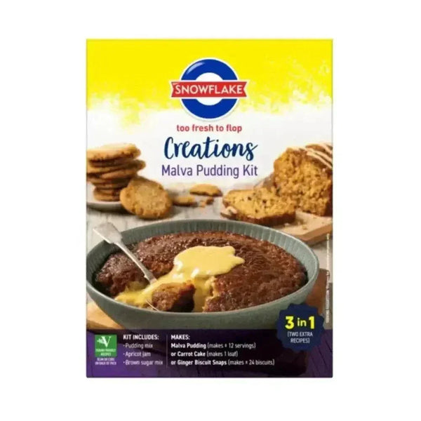 Snowflake Creations Malva Pudding 400g kit with vanilla custard powder for easy, delicious dessert