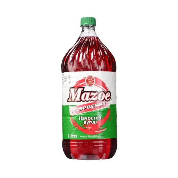Mazoe Rasberry Flavoured Syrup 2 Litre bottle with tropical fruit flavor