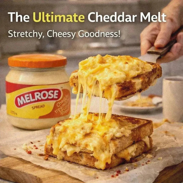 Melrose Processed Cheese Spread Cheddar 250g jar with creamy real cheddar cheese