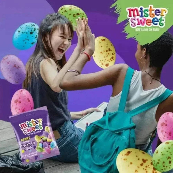 Mister Sweet's Speckled Eggs 400g pack of chocolate and peanut butter treats with speckled design