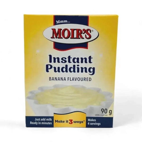 Moir’s Instant Pudding Banana 90g packet with creamy banana dessert mix