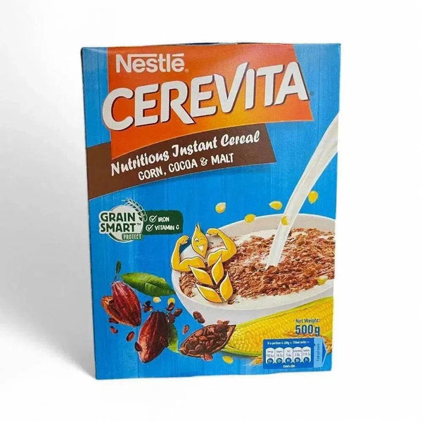 Nestle Cerevita Nutritious Instant Cereal Corn and Chocolate 500g pack for quick, nutritious breakfast