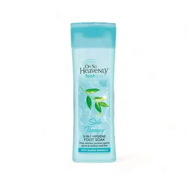 Oh So Heavenly Footspa Sole Therapy 3-in-1 hygiene foot soak bottle with epsom salts and marine minerals