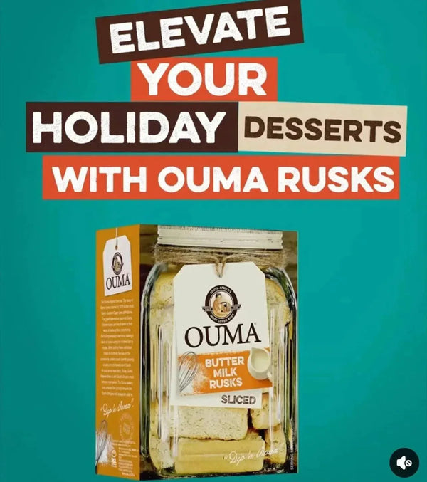 Ouma Rusks Buttermilk sliced 450g package representing South African traditional baked treat