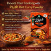 Rajah Curry Powder Hot 100g pack with turmeric, coriander, and cumin for authentic Indian curry flavor and moderate heat