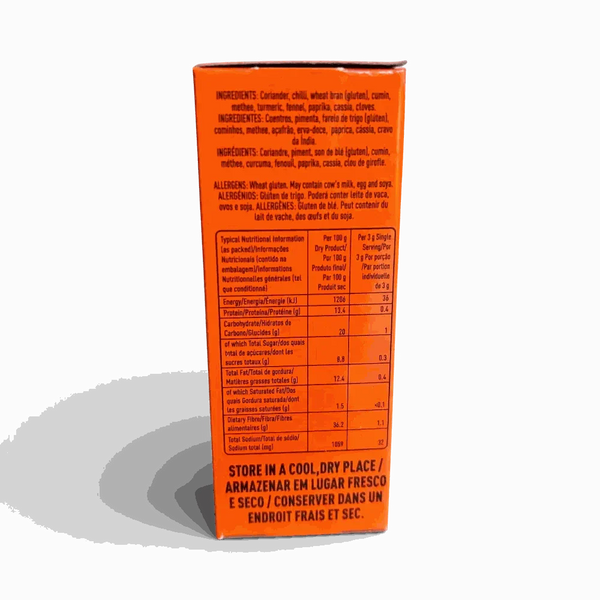 Rajah Curry Powder Hot 100g with turmeric, coriander, cumin, moderate heat, and robust flavor