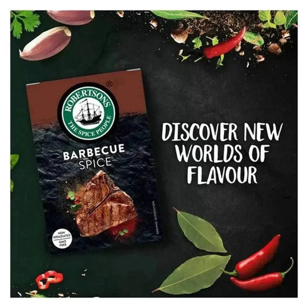 Robertsons Refill BBQ Spice 64g container for rich tangy meat seasoning