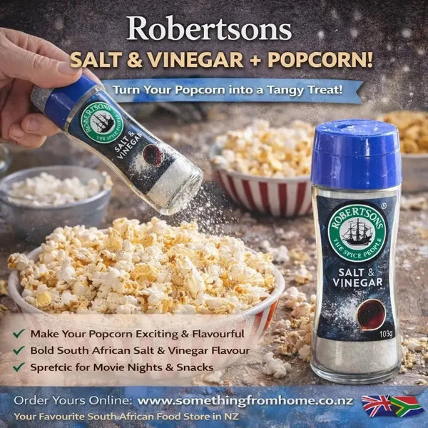 Robertsons Salt & Vinegar Spice 103g shaker bottle for seasoning chips, chicken, and salads