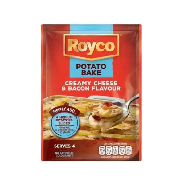Royco Potato Bake cheese and bacon mix with herbs and garlic for creamy baked potatoes