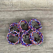 Blue red white beaded serviette rings 6 pack made with love