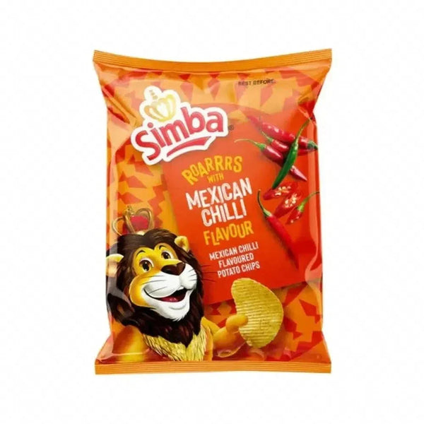 Simba Mexican Chilli 120g bag of premium Southern African potato chips with bold chili flavor